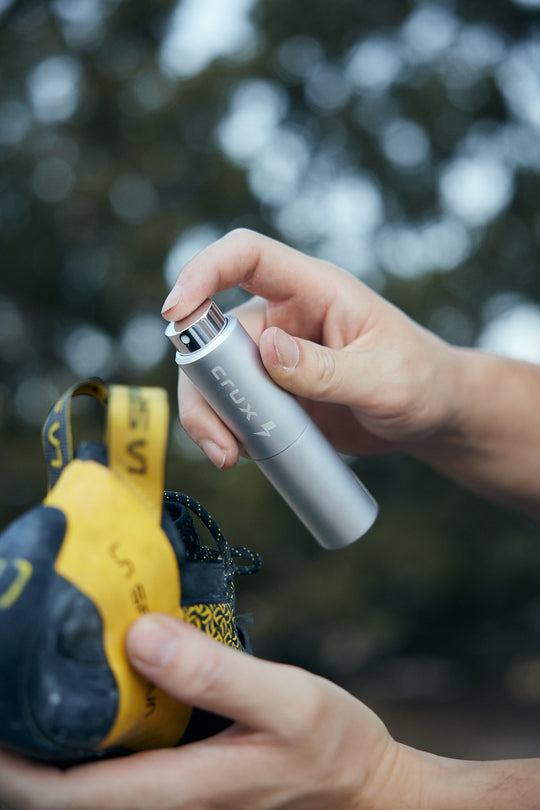 CRUX: The Ultimate Natural Shoe Deodorizing Spray For Climbers & Athletes